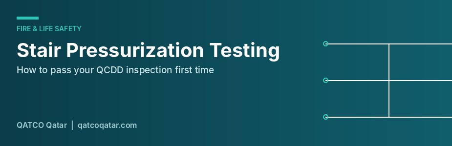 Engineer testing stairwell pressurization before QCDD inspection